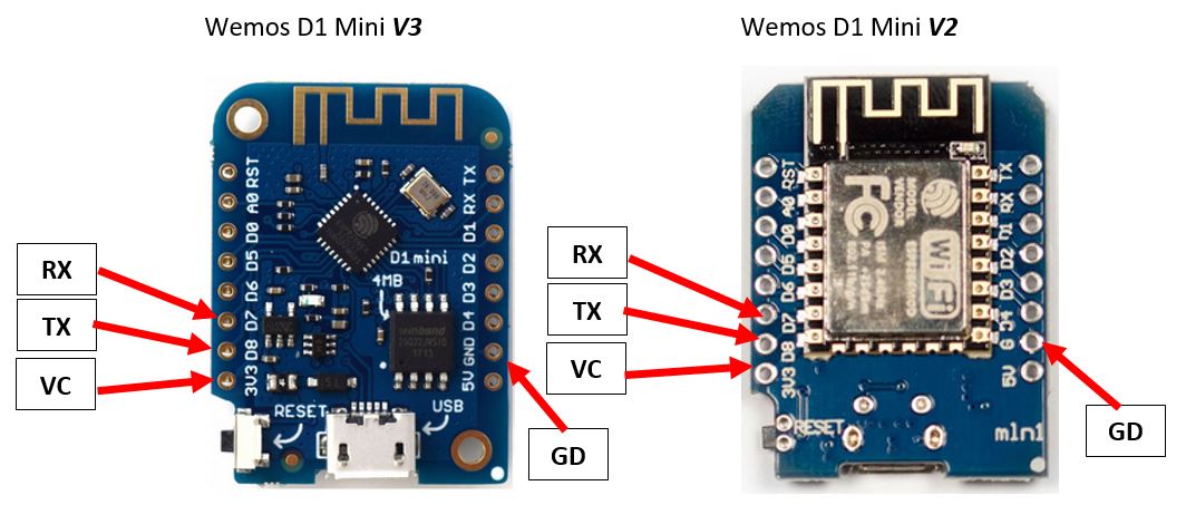 EMS interface board connection to Wemos D1 Mini