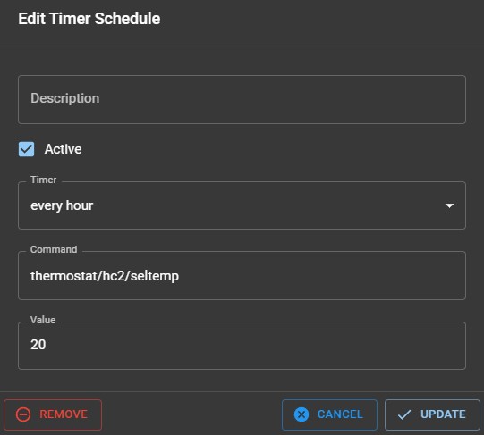Web interface scheduler example timer