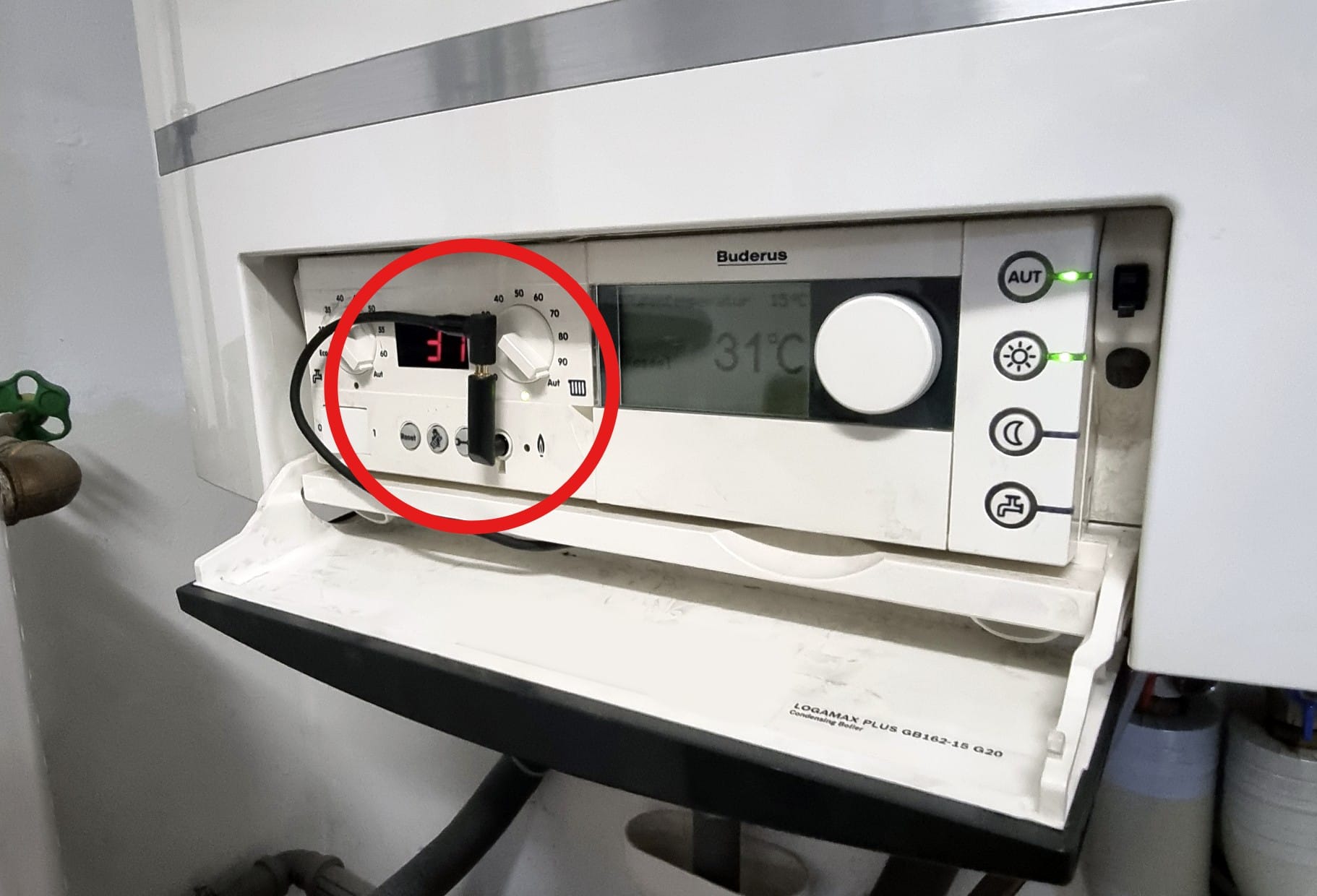 EMS service cable adapter on Buderus GB162 boiler